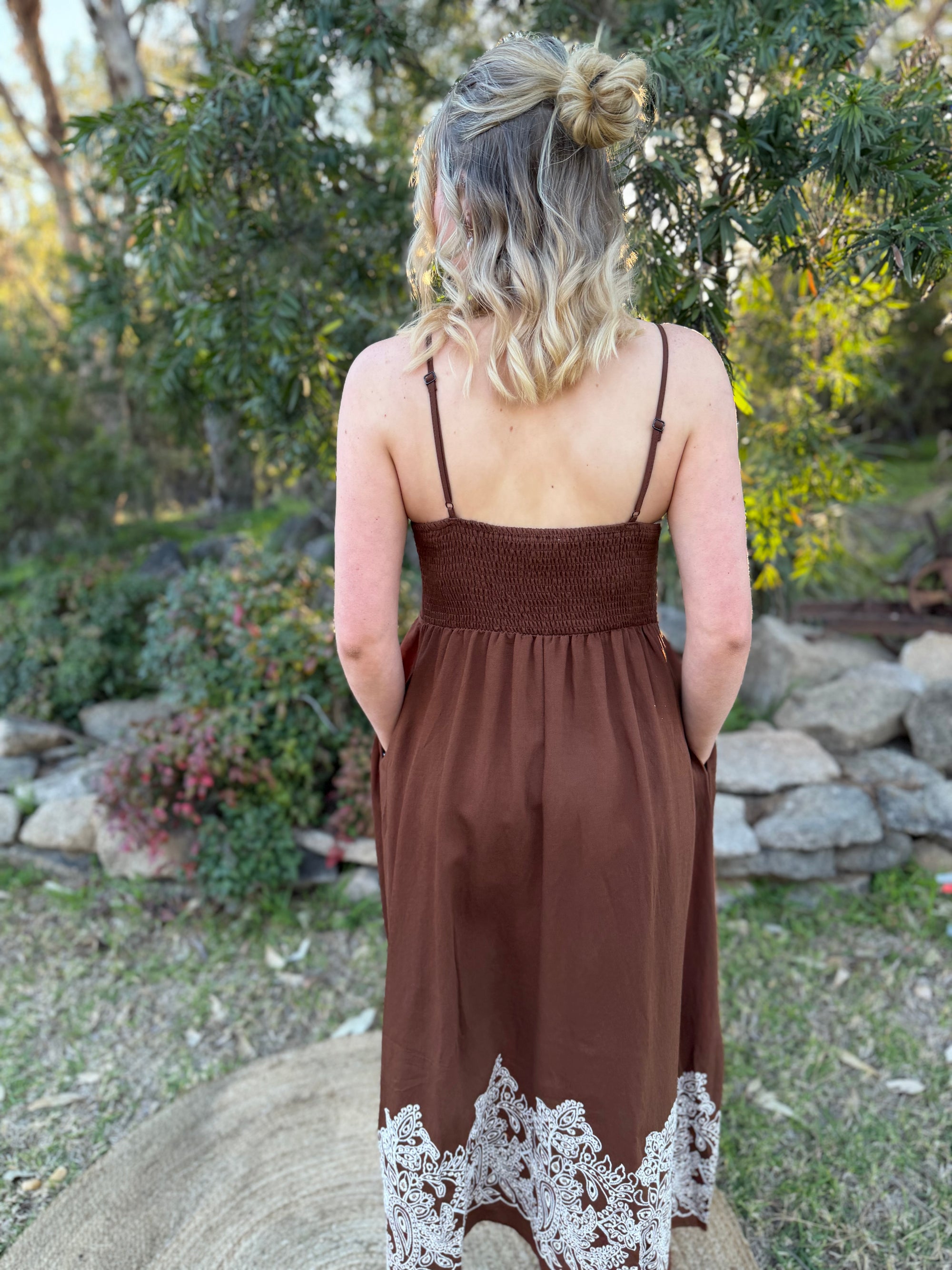 The Paisley Rose Chocolate Maxi Dress
