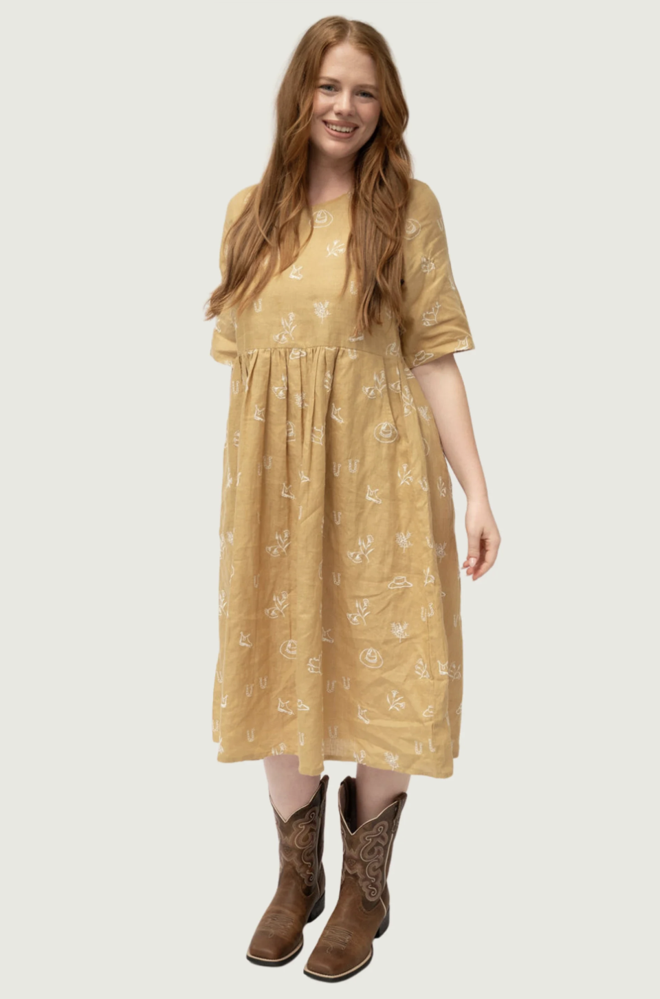Rural outback linen lady Jane dress sand