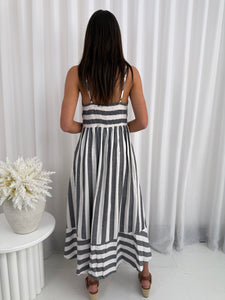 Harbour Striped Maxi Dress - Grey