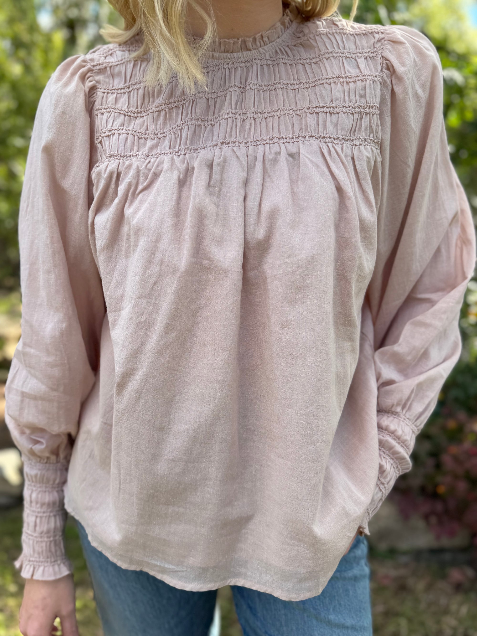 Valentina Shirred Top nude