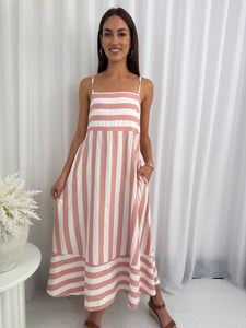 Striped Maxi Dress - Dusty Pink
