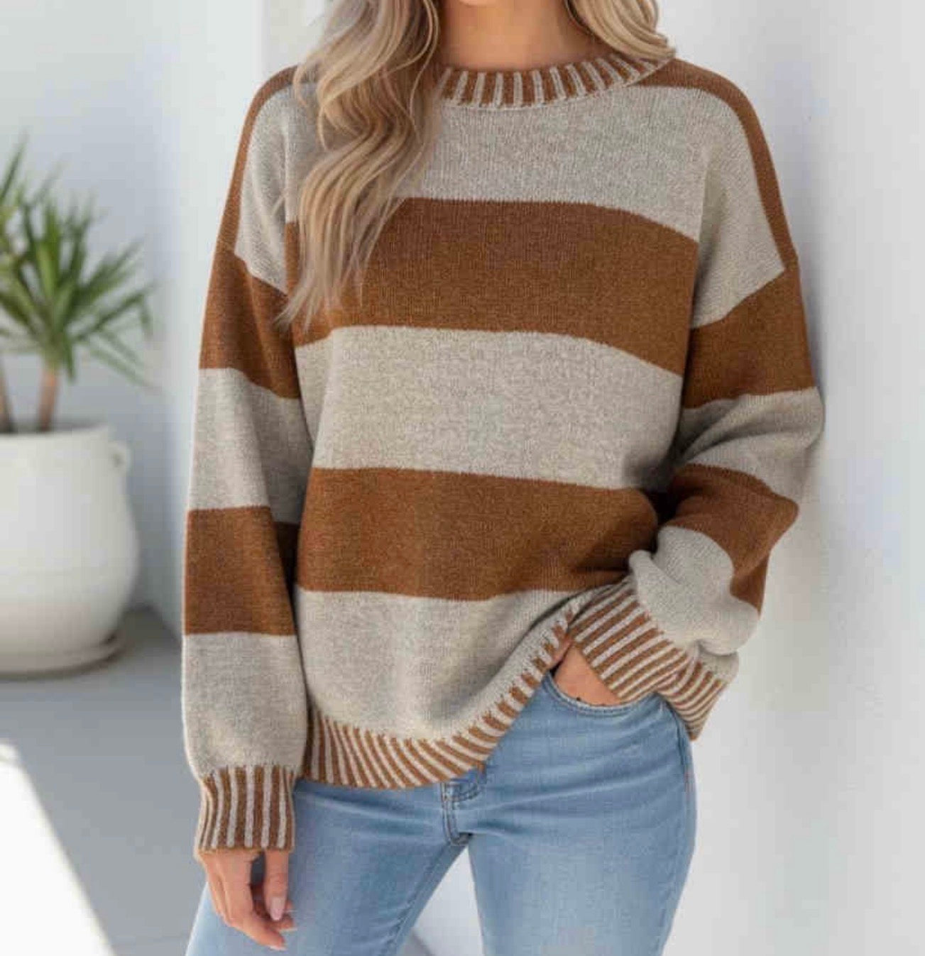 Caramel &amp; Oat Stripe Knit