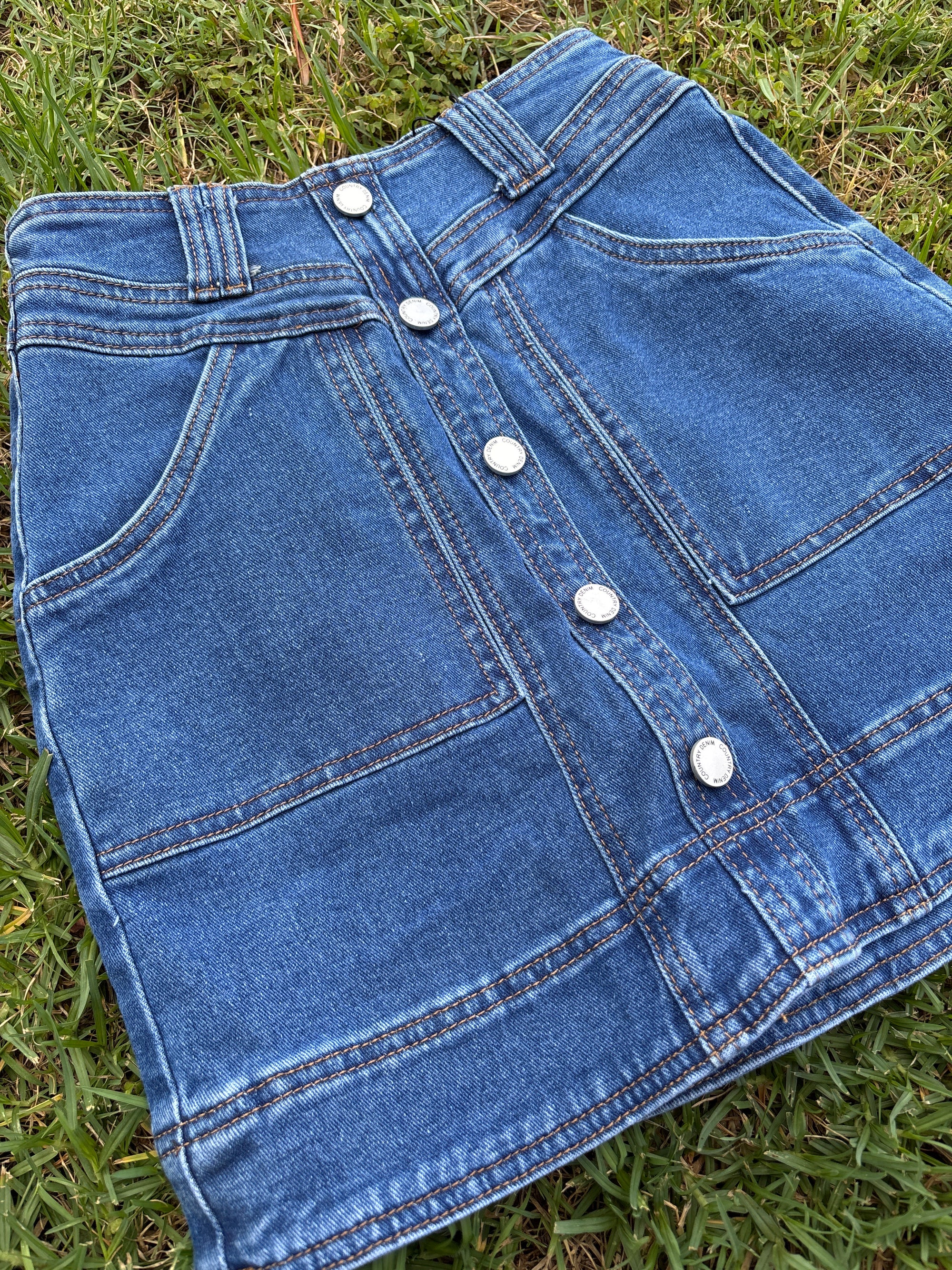 Denim Skirt - Button detail