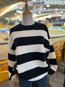 Knit - Steph Jumper - Black & White Stripe