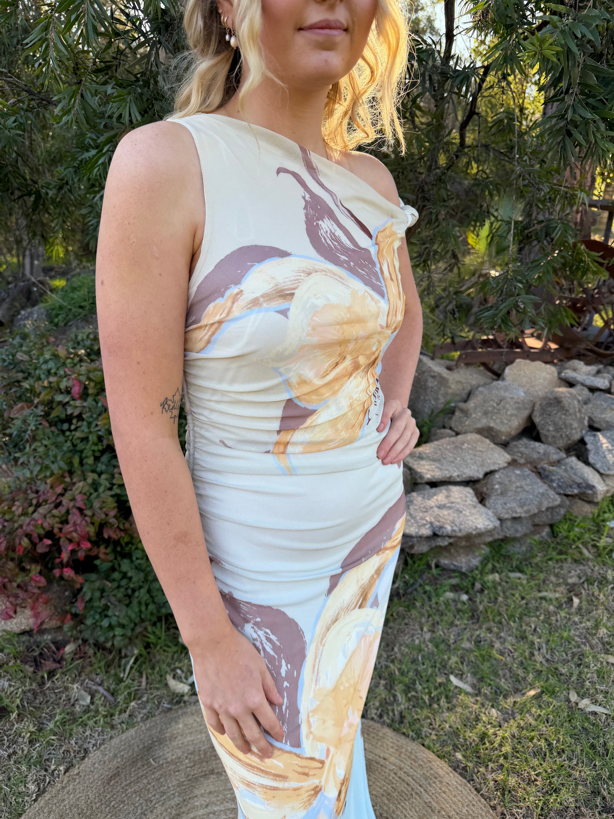 Golden Bloom Maxi Dress