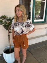 Denim Shorts - Detailed Stitching - rust