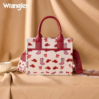 WRANGLER WESTERN PRINT COWGIRL TOTE CROSSBODY BAG red