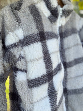 Lyn Check Teddy Fur Jacket - Grey