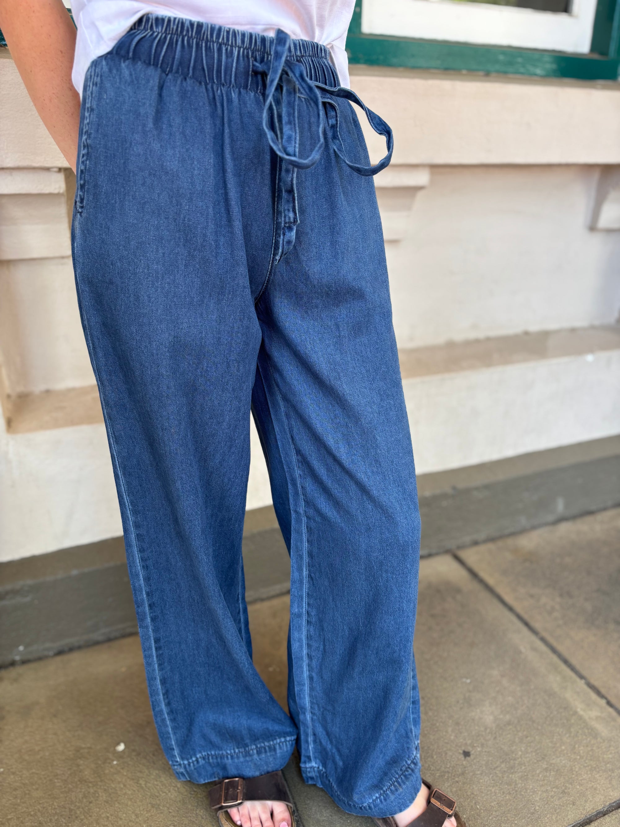 Denim pants - Elastic Waist - Blue