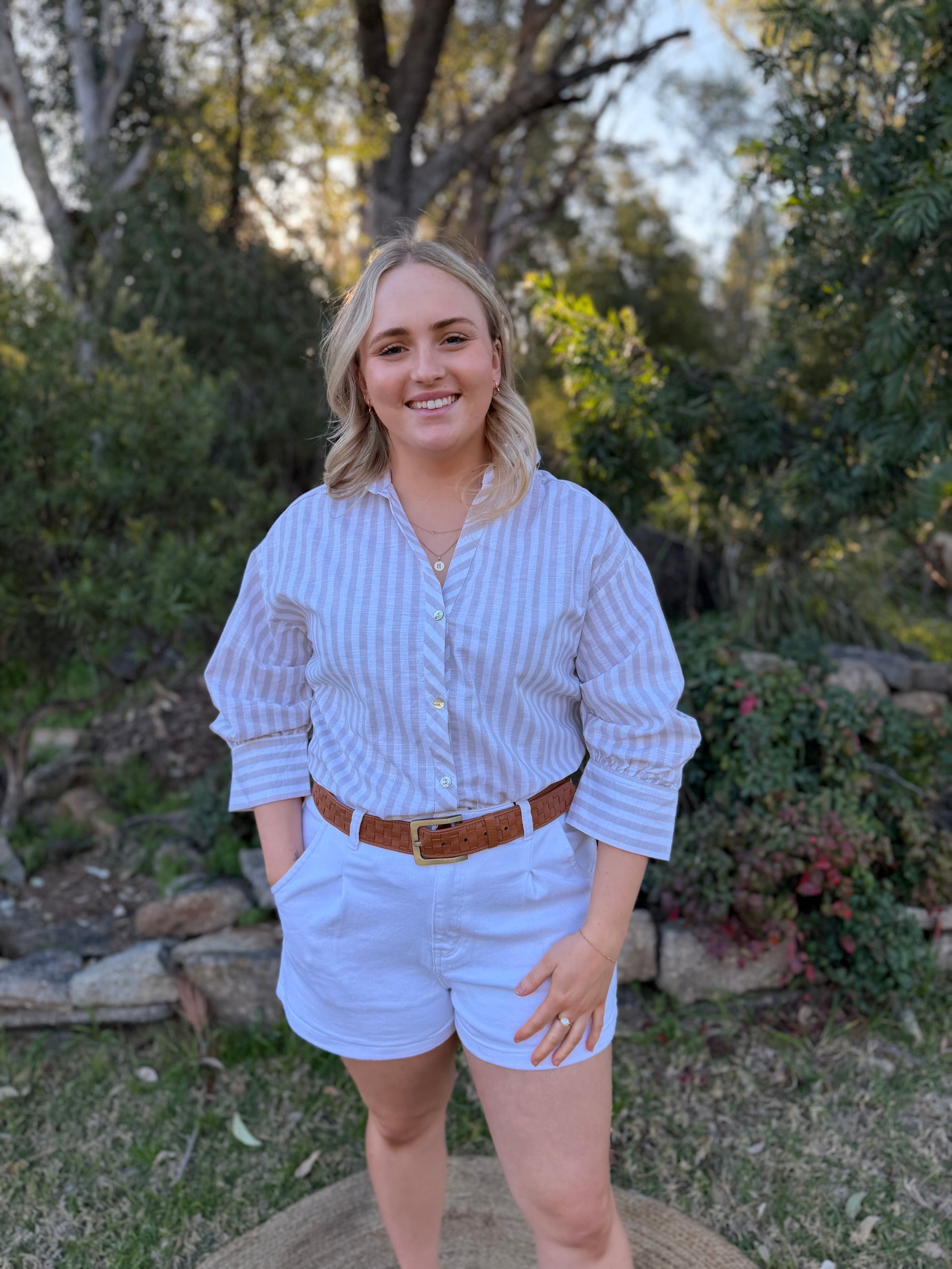 The Tully Stripe Shirt tan