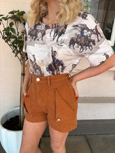 Denim Shorts - Detailed Stitching - rust