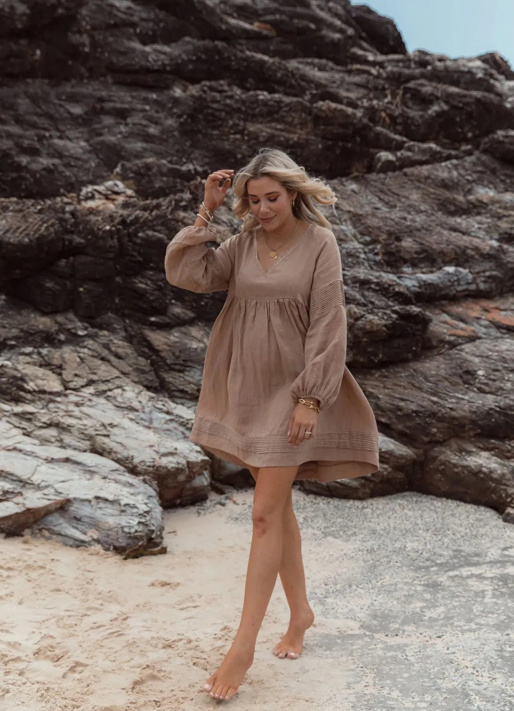 Harley Dress~ linen ~Tan