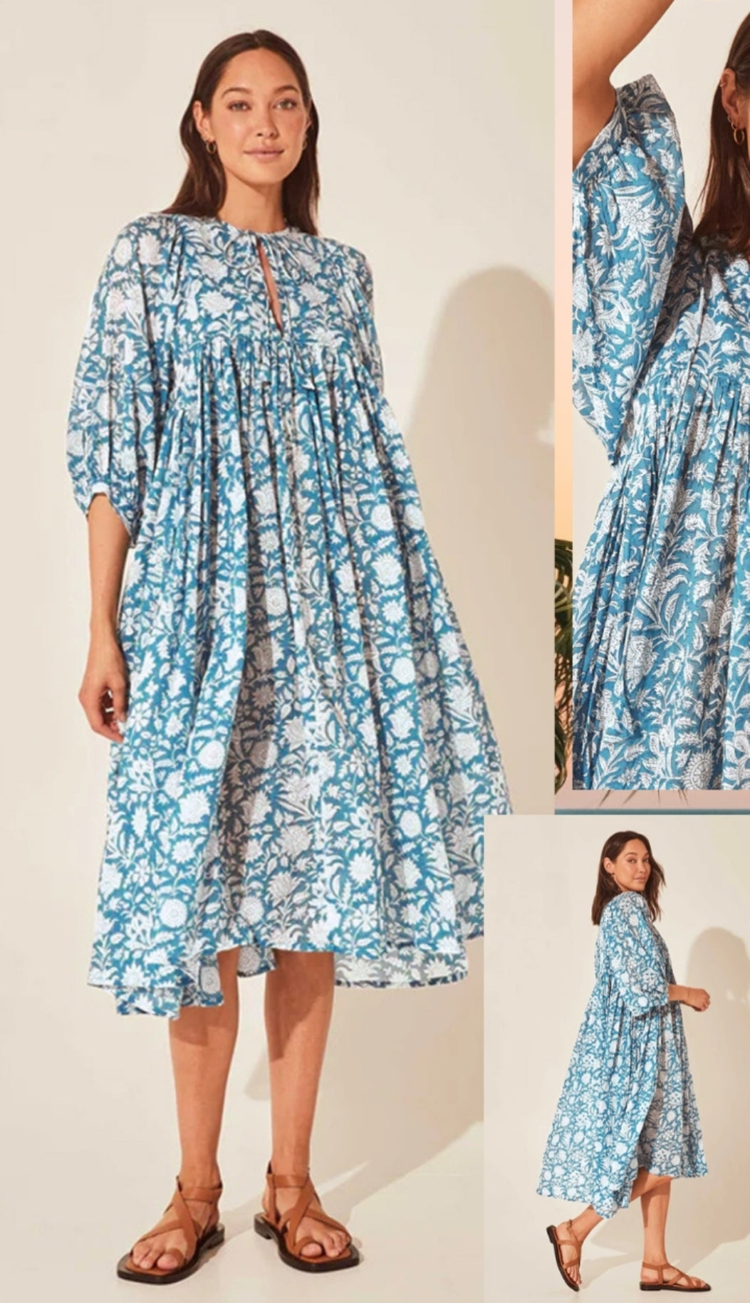 Boho Dress - Mid Length - Blue