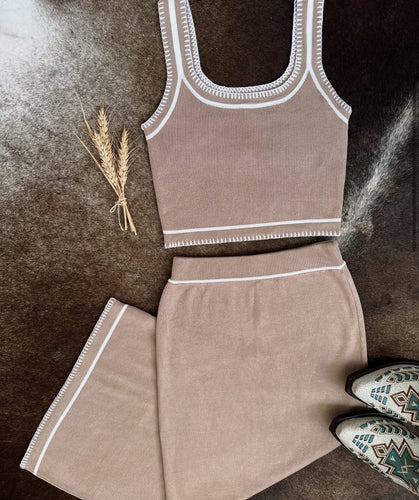 Contrast Stitch Detail Knit Set