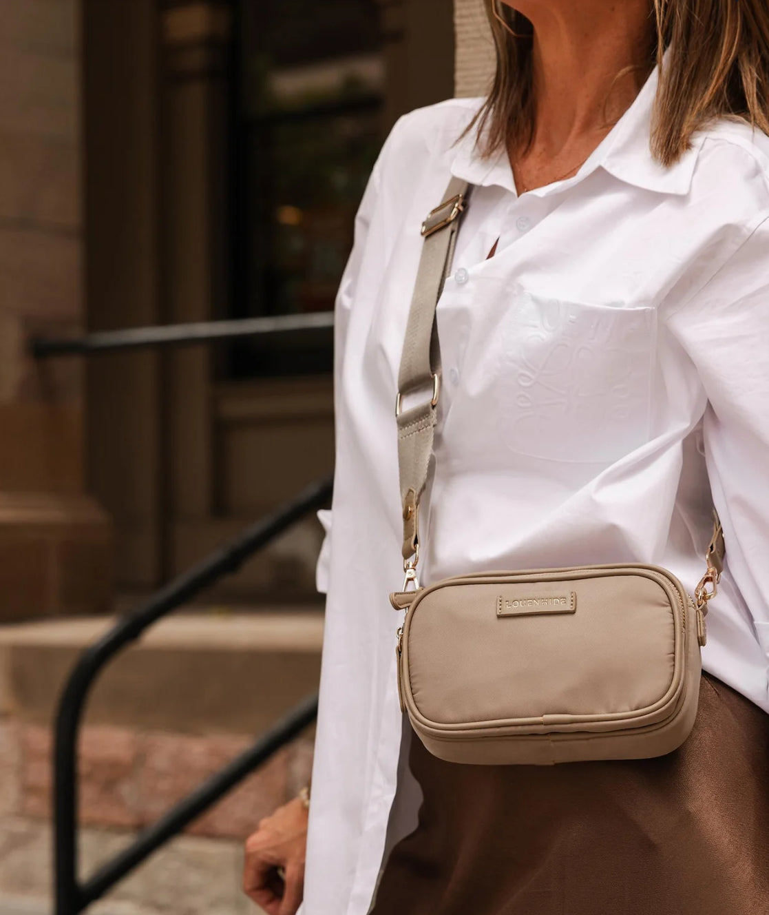 Cali Beige Nylon Crossbody Bag RUSTIC LACE