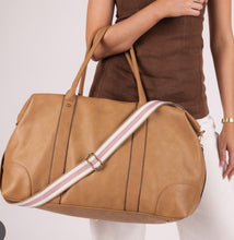 Alexis Stripe Weekender Travel Bag - Camel