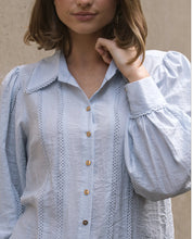 Blouse with Lace Trim - Blue