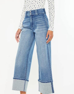 KANCAN 90’S CROPPED WIDE LEG JEANS-KC5540D