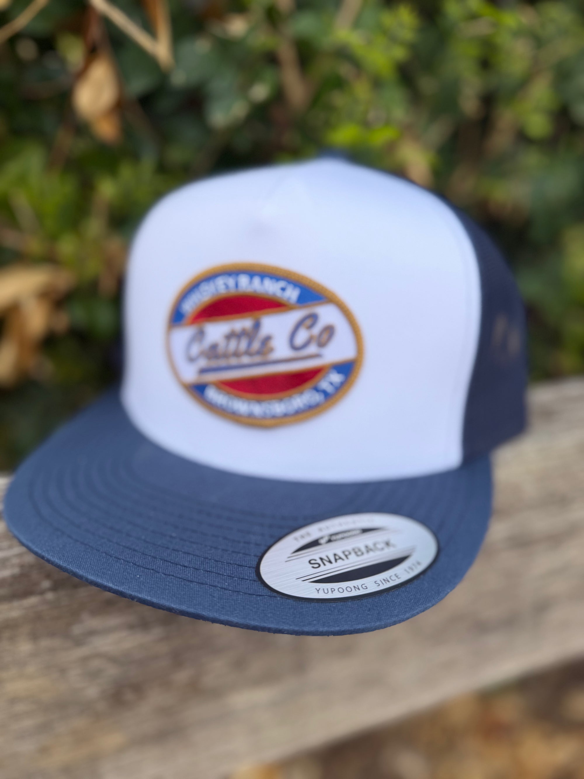 Whiskey Bent Cap navy and white cattle co
