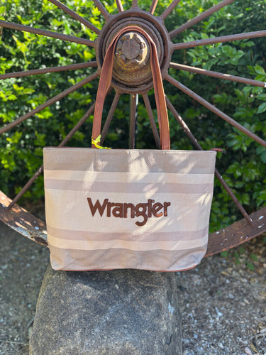 Wrangler Dual Sided Print Canvas Tote - Tan