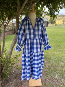Gingham Dress 786 - Blue