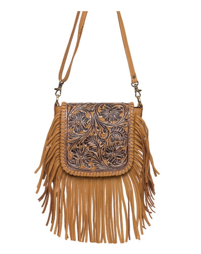 Tooling Leather Hand Carved Flap Sling Bag – TLB14- Tan