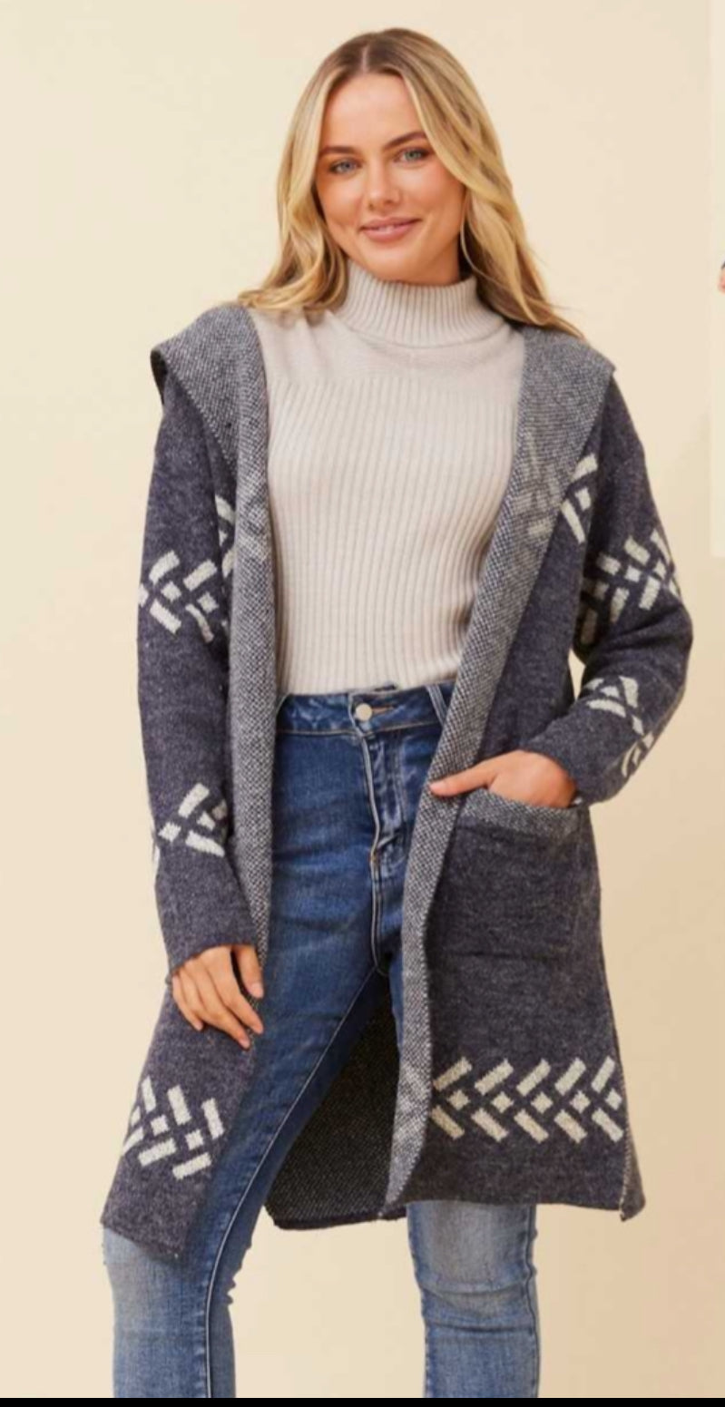 The Aspen Hooded Cardi - Navy