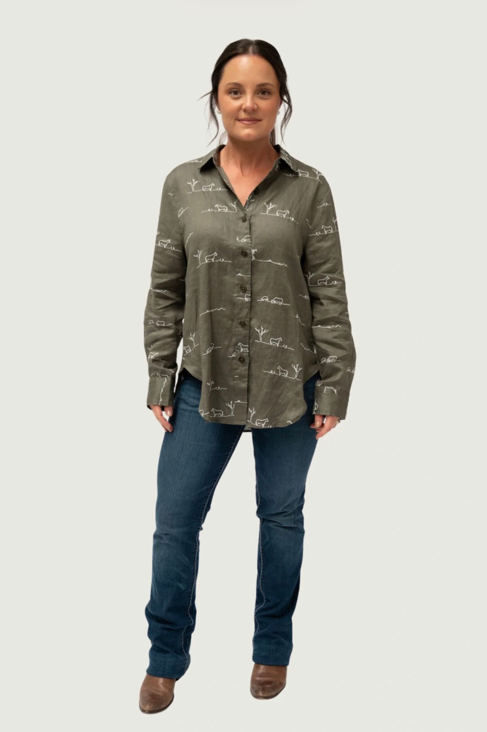 Rural Outback Linen Shirt - Spinifex