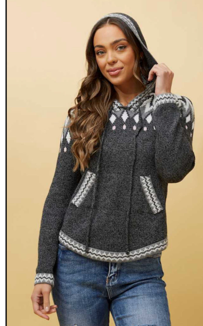 Knit - Bonnie Hoodie -  Dark Grey