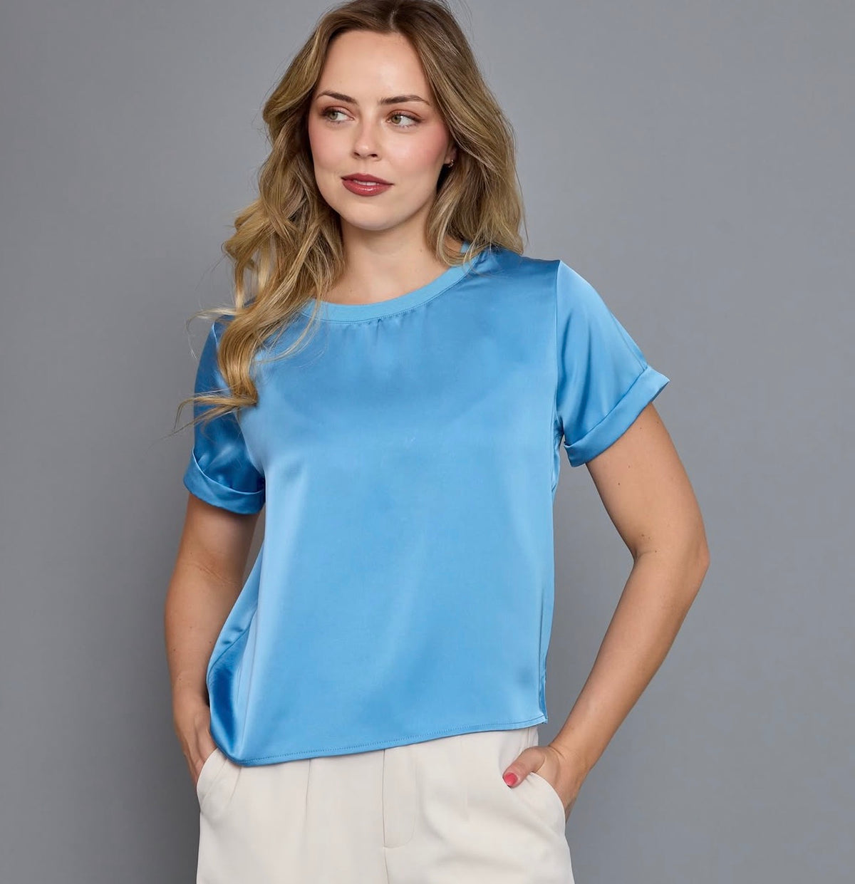 The Frankie Brown Satin Tee Blue