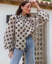 Blouse chocolate and cream spot