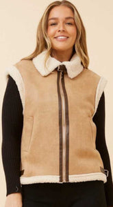 Teddy-Lined Zip Front Vest