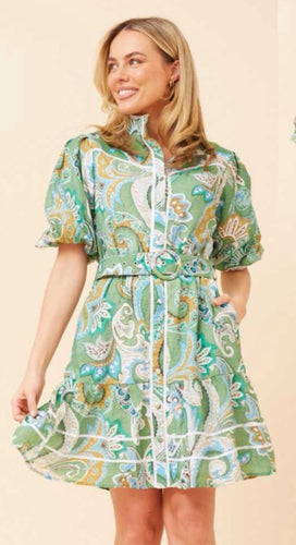 Meadow Breeze Belted Shirt Dress