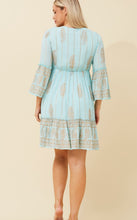 GEETA PAISLEY BOHO DRESS Aqua