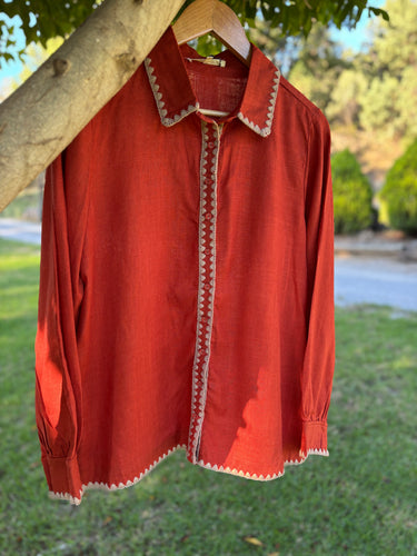 Terracotta Scallop Trim Shirt