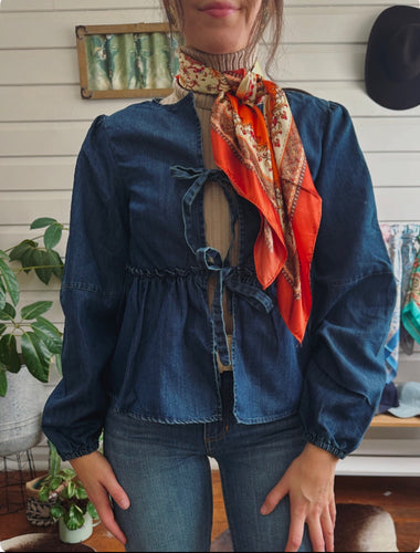 Vintage Tie-Front Denim Top