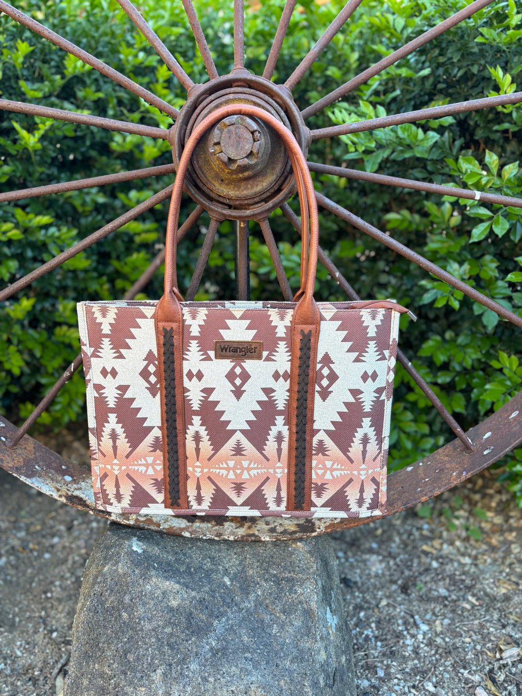 Wrangler Southwestern Wide Canvas Tote - Light Coffee