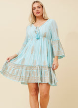GEETA PAISLEY BOHO DRESS Aqua