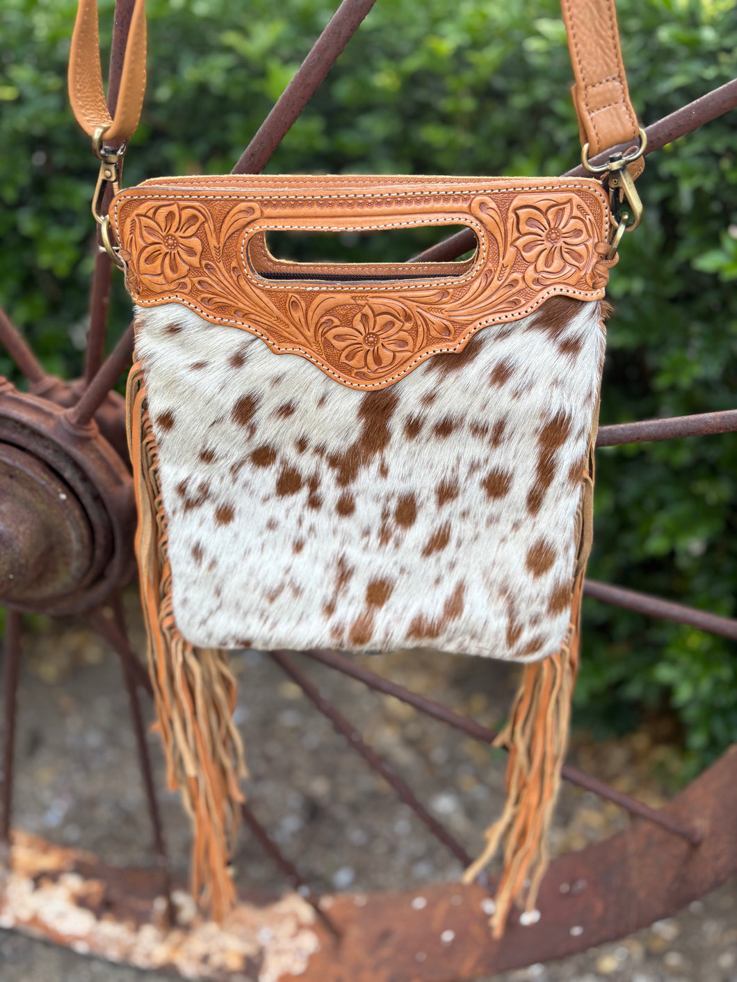Cowhide - Tooling Sling Cowhide Bag - Cali-AB04