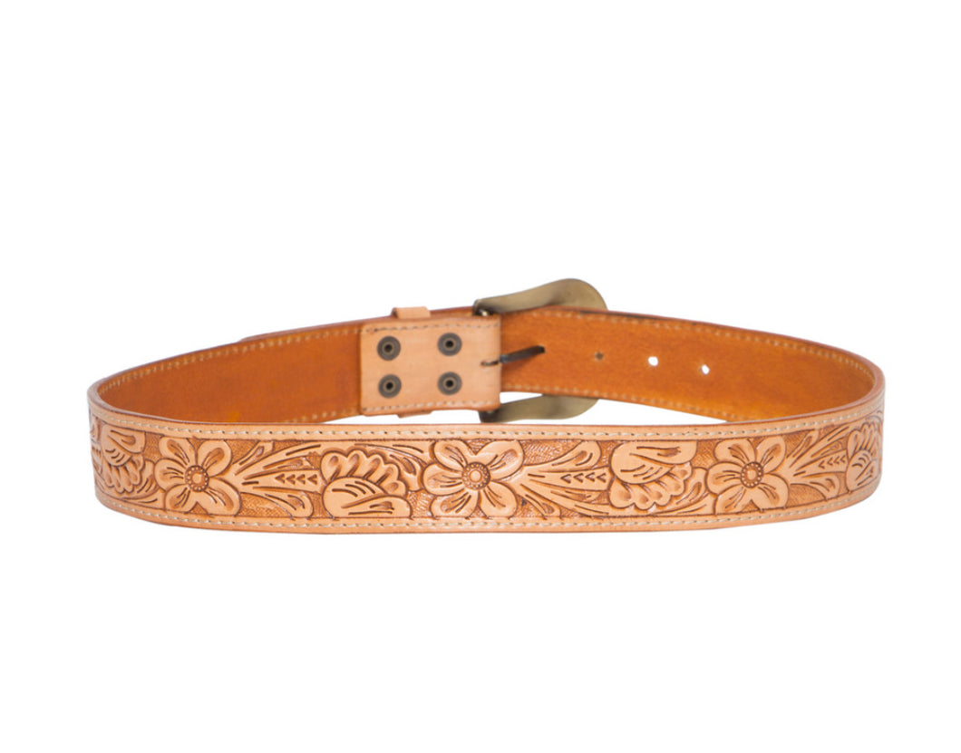 Tooling Leather Belt with Removable Buckle – Belt07 Tan