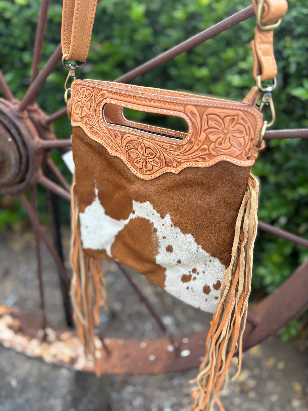 Cowhide - Tooling Sling Cowhide Bag - Cali-AB04
