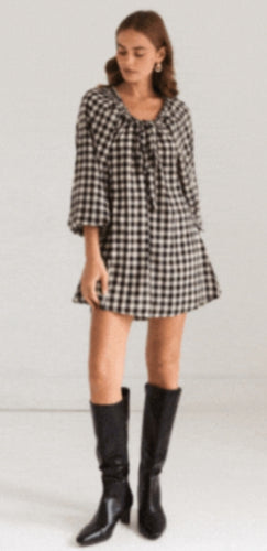 Country Check Mini Dress- Black