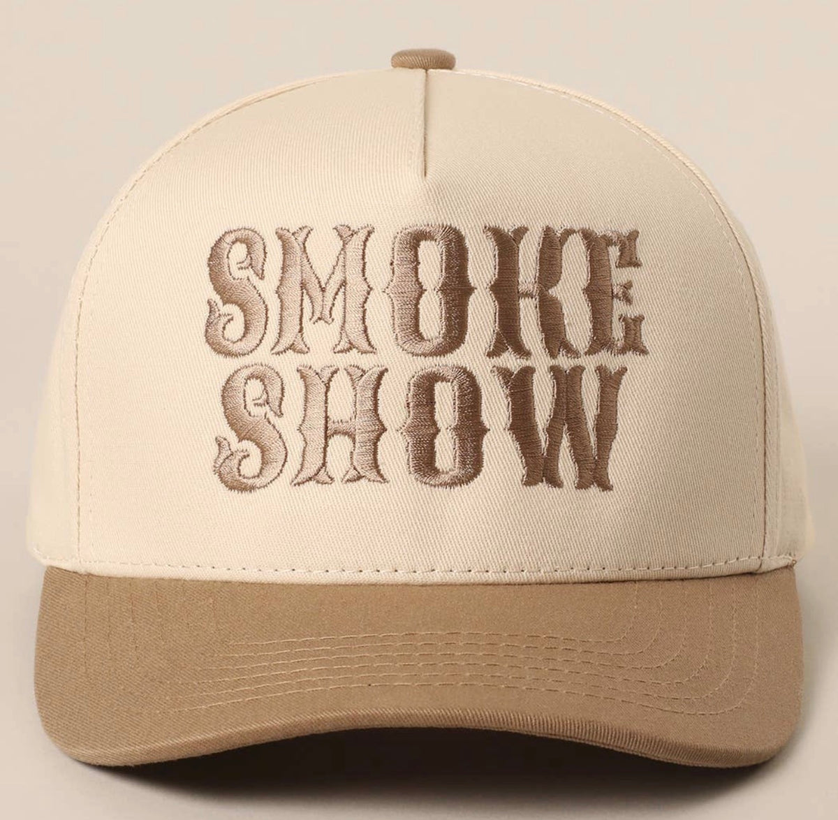 Smoke Show Embroidered Cap light tan