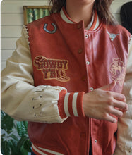 36164J - Faux Leather Western Embroidered Bomber Jacket