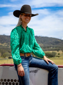 Embroidery Long Sleeve Top - Green