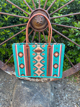 Wrangler Southwestern Wide Canvas Tote - Turquoise