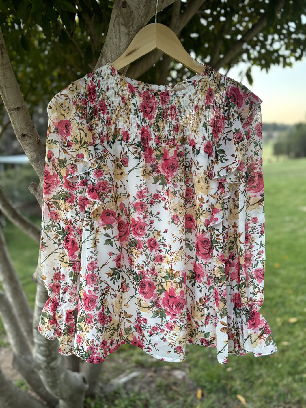Floral Ruffle Long Sleeve Top