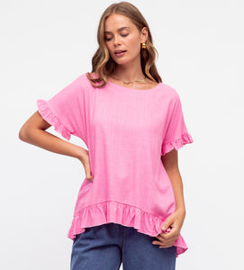 Linen Blend Top - Pink