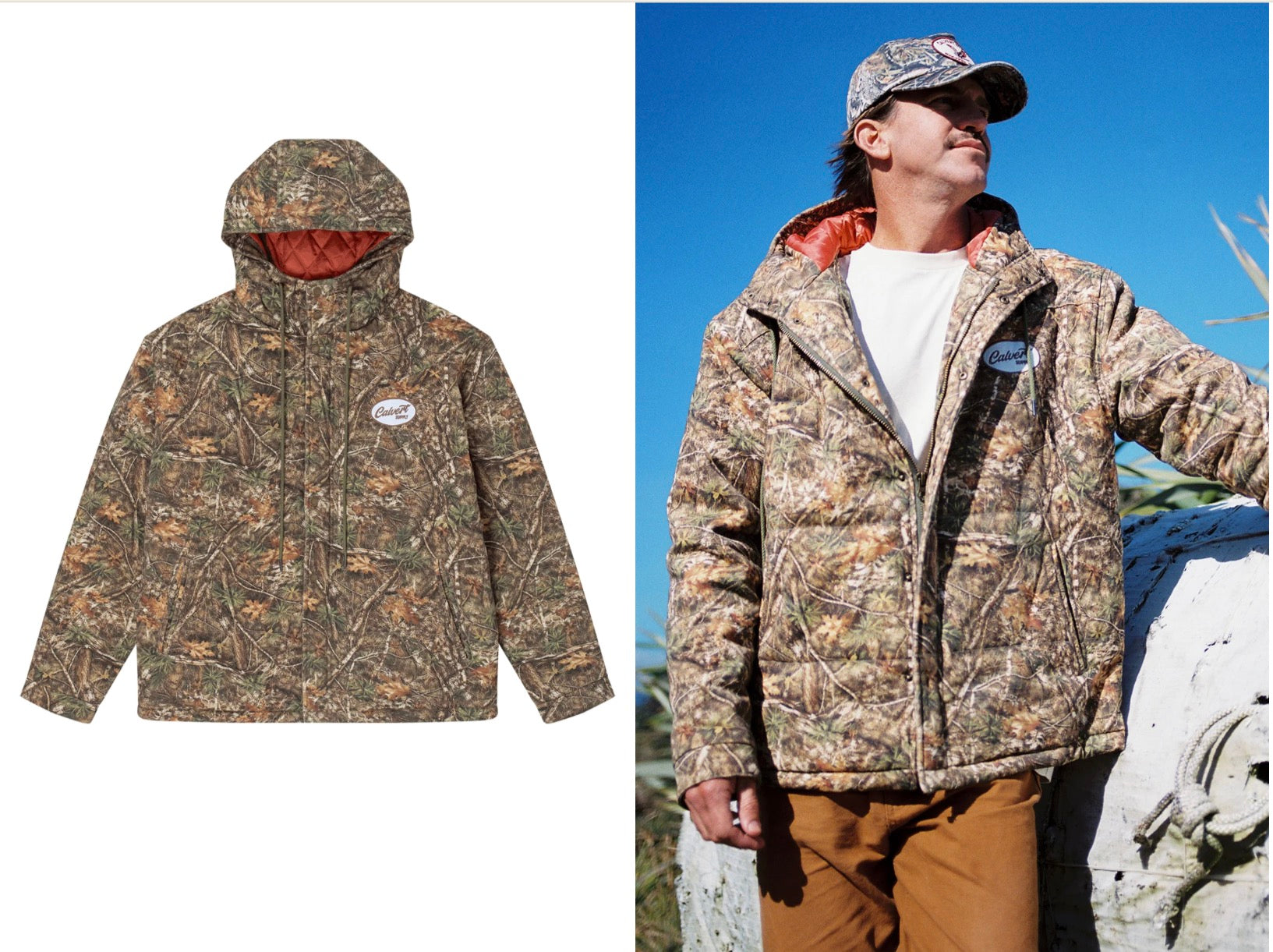 Longhorn Hooded Puffer Jacket - Camo
