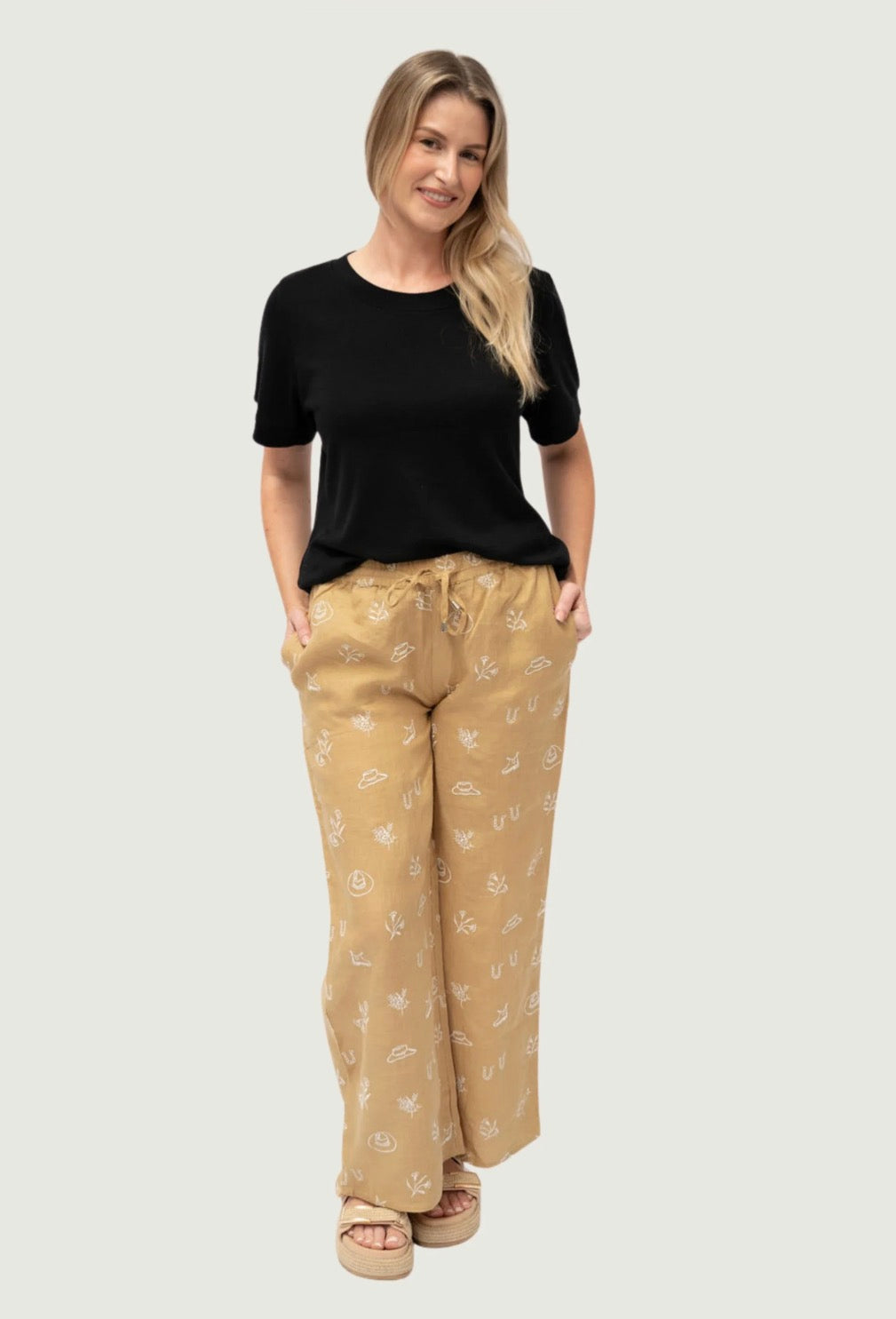 Rural outback lady Jane linen pants sand
